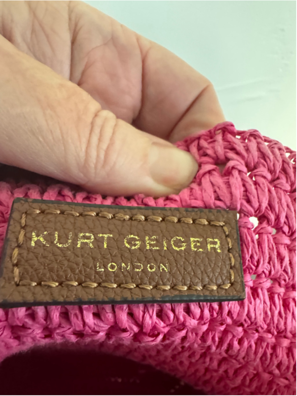 Kurt Geiger Hot Pink Raffia Tote Bag - Picture 2 of 8